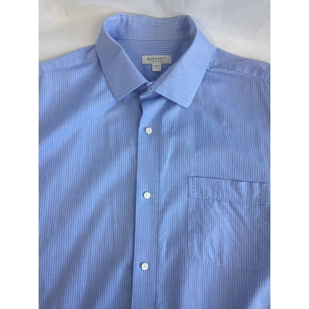 Barakett by Robert Barakett Blue Striped Long Sleeve Dress Shirt 17 34-35